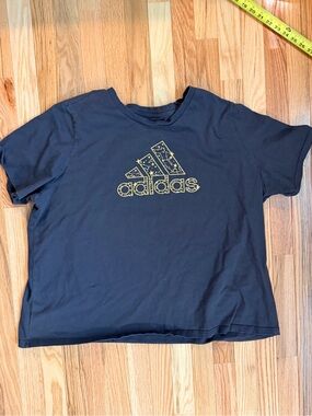 Adidas Black Tee with Gold Logo